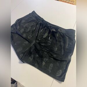 Black Ghost Print Velvet Shorts